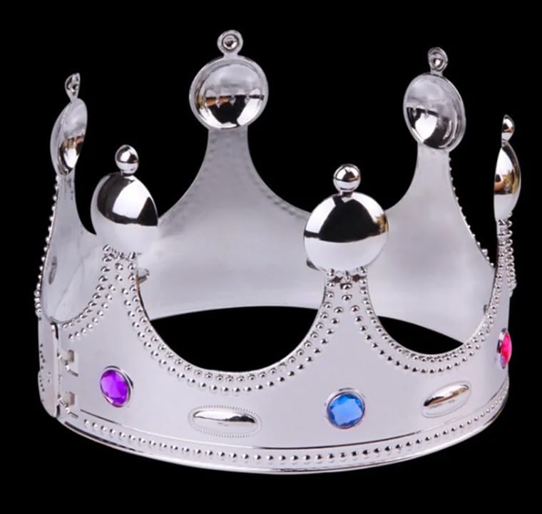 SSKR Silver Birthday Boy Tiara/Crown for Happy Birthday Party Decoration - 2 Piece | Boy Head Band | King Crown Tiara (Silver Color) - Image 3