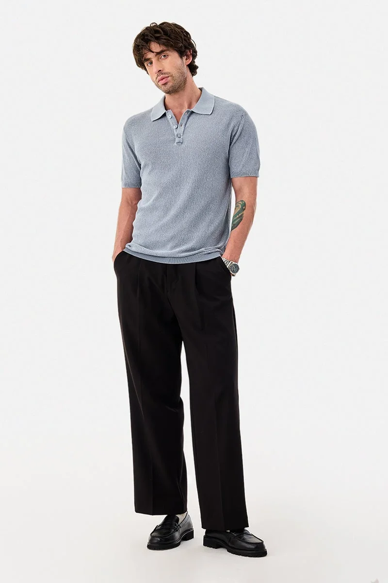 سنيتش 100% Cotton Polo Regular Fit Textured T-Shirt