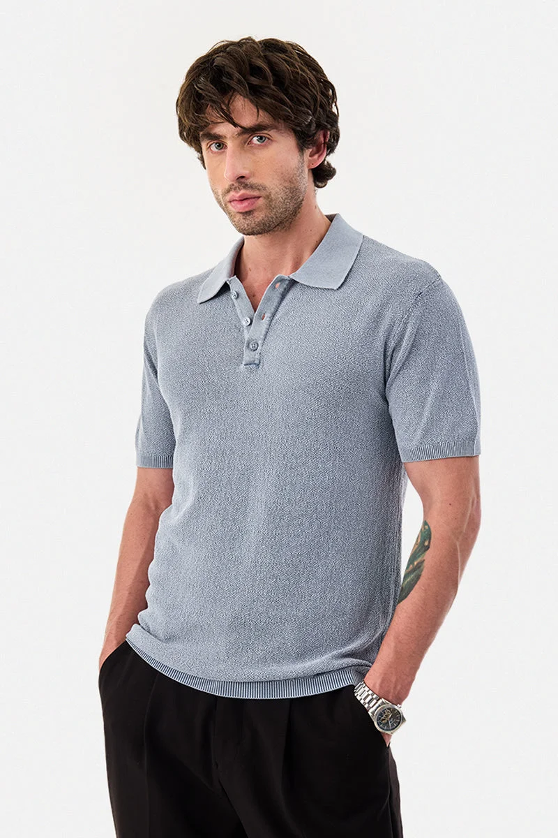SNITCH 100% Cotton Polo Regular Fit Textured T-Shirt