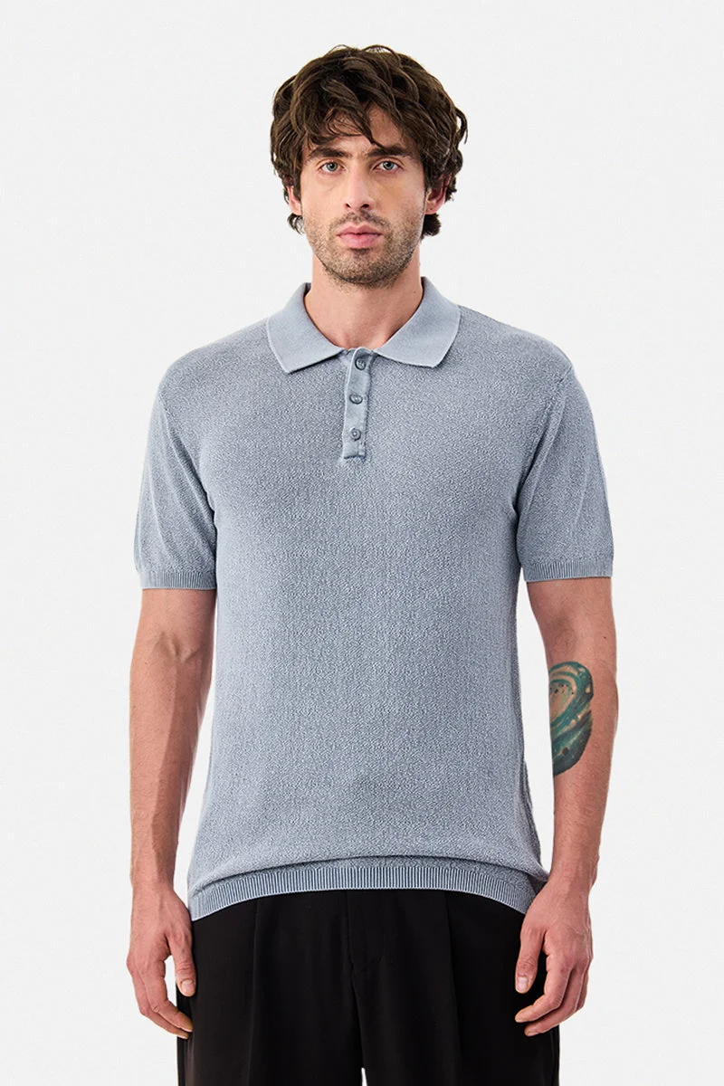 Snitch  100% Cotton Polo Regular Fit Textured T-Shirt for Men | Best Price UAE