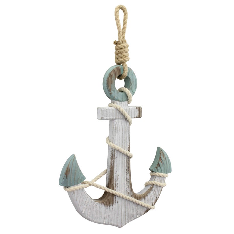 Stonebriar Anchor Wall Decor Worn White 100 x 950
