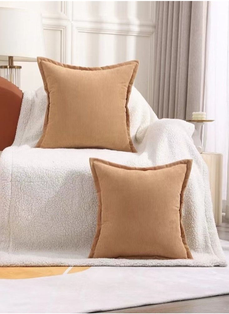 Kutis 2-Piece Bohemia Tassel Braid Pillow Cover/Throw Pillowcase/Sofa pillow Cover Canvas Material Brown/Beige 45 x 45 Centimeter  - Image 2