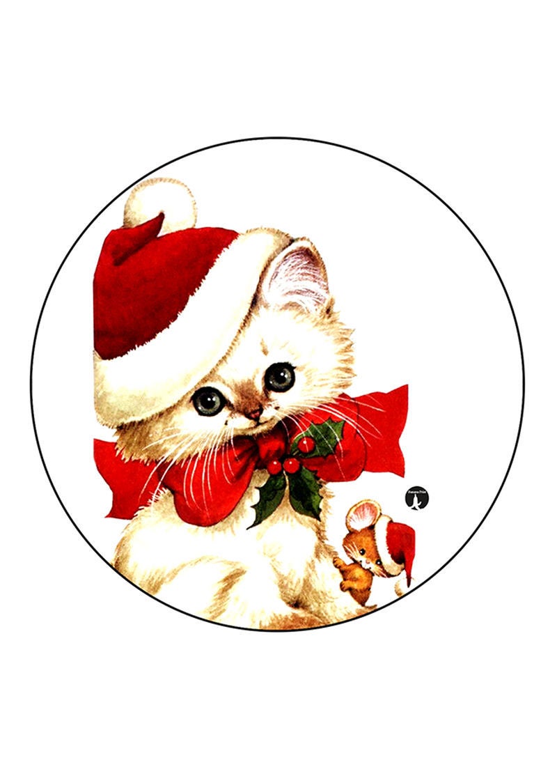 Cat Printed Mouse Pad  Round  Multicolour