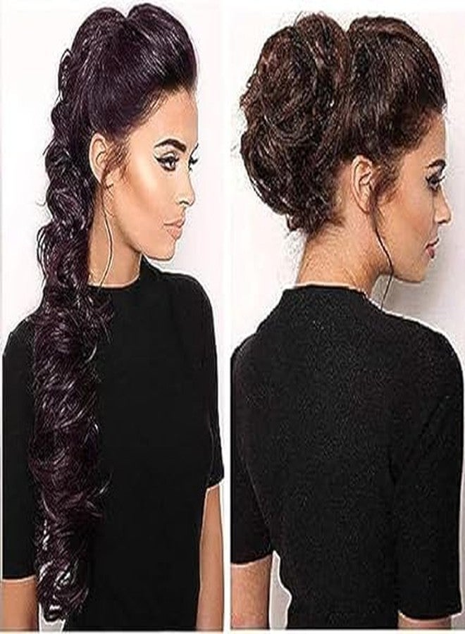 Vego Hair Buns for Women & Girls Hair Extension |Hair Extensions Ponytail Bun | Extension Hair for Women & Girls Messy Bun [ NATURAL_BROWN_FRILL] - Image 2