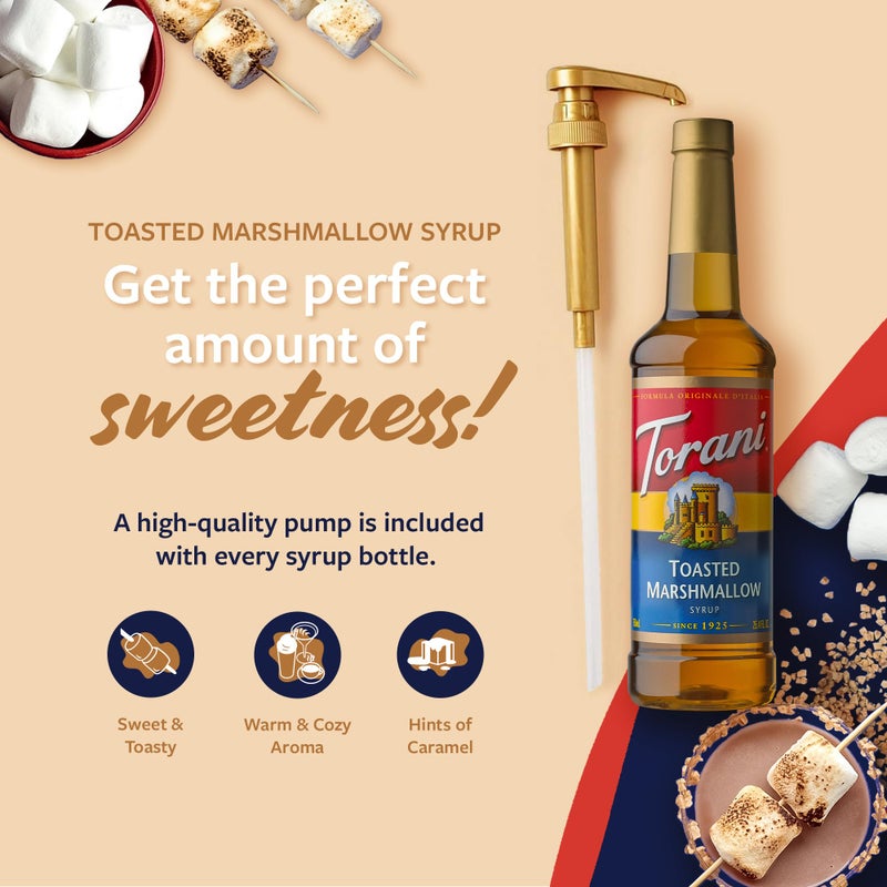 Torani Coffee Syrup, Toasted Marshmallow Flavored Syrup for Drinks, Pump Included, 25.4 Fl Oz - Image 3
