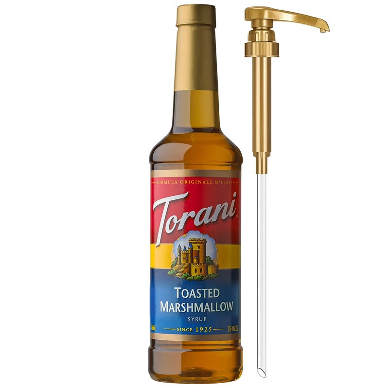 Torani Coffee Syrup, Toasted Marshmallow Flavored Syrup for Drinks, Pump Included, 25.4 Fl Oz - Image 1