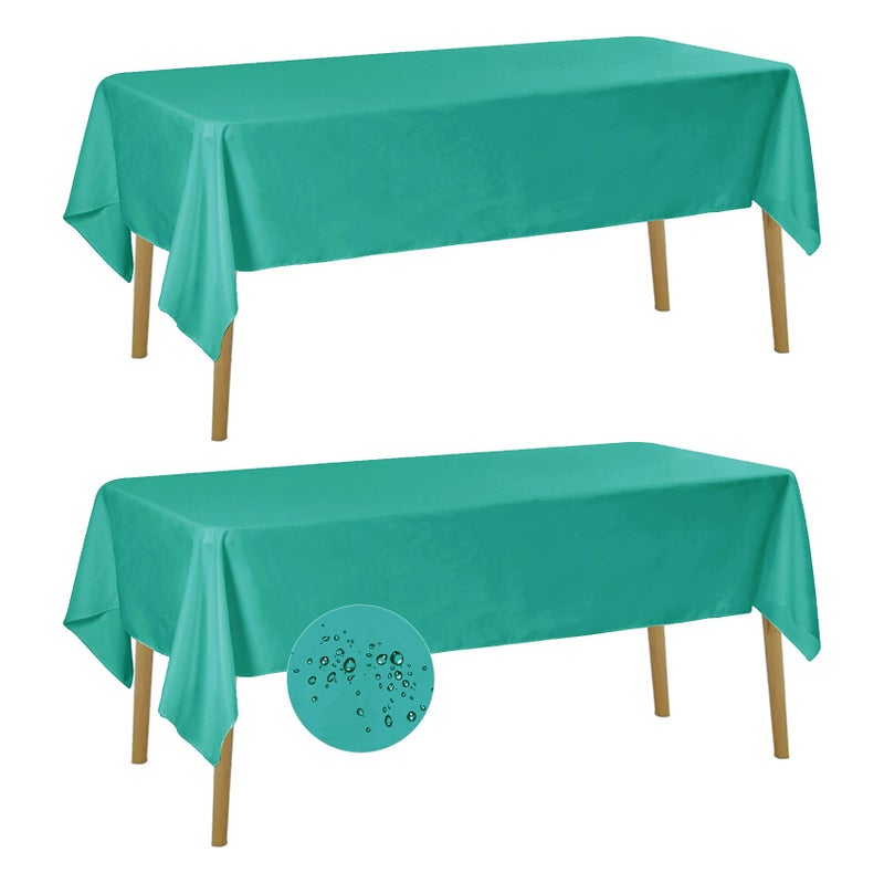 Fokitut 2 Pack Waterproof Rectangle Tablecloth 60x102 Inch Stain Resistant and Wrinkle Polyester Table Cloth Fabric Table Cover for Kitchen Dining Wedding Party Holiday DinnerTurquoise