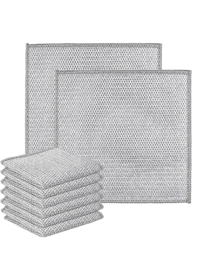 سونسر 8 قطع متعددة الأغراض غير خدش تنقية الأسلاك خرق غسل الصحون ، الصوف السلكي ، خرق غسل الصحون الأسلاك متعددة الأغراض للرطب والجاف ، قطعة قماش تنظيف من الألياف الدقيقة للمطبخ قابلة لإعادة الاستخدام - Image 1