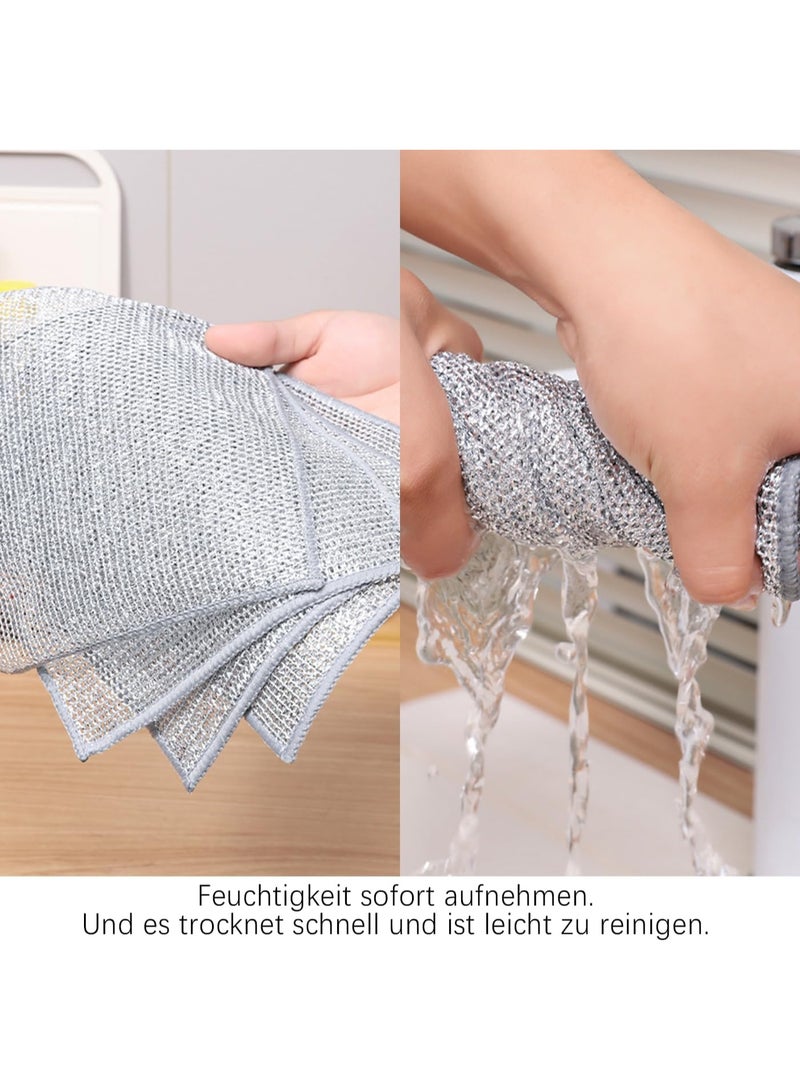 سونسر 8 قطع متعددة الأغراض غير خدش تنقية الأسلاك خرق غسل الصحون ، الصوف السلكي ، خرق غسل الصحون الأسلاك متعددة الأغراض للرطب والجاف ، قطعة قماش تنظيف من الألياف الدقيقة للمطبخ قابلة لإعادة الاستخدام - Image 5