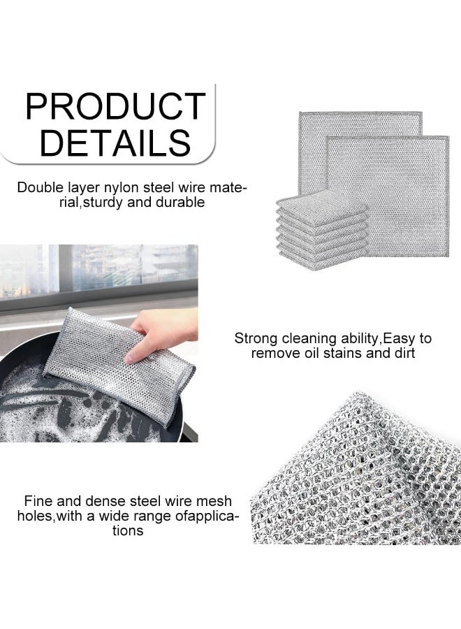سونسر 8 قطع متعددة الأغراض غير خدش تنقية الأسلاك خرق غسل الصحون ، الصوف السلكي ، خرق غسل الصحون الأسلاك متعددة الأغراض للرطب والجاف ، قطعة قماش تنظيف من الألياف الدقيقة للمطبخ قابلة لإعادة الاستخدام - Image 3