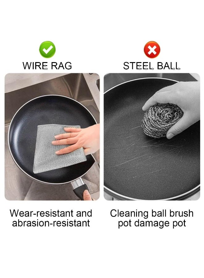 سونسر 8 قطع متعددة الأغراض غير خدش تنقية الأسلاك خرق غسل الصحون ، الصوف السلكي ، خرق غسل الصحون الأسلاك متعددة الأغراض للرطب والجاف ، قطعة قماش تنظيف من الألياف الدقيقة للمطبخ قابلة لإعادة الاستخدام - Image 4