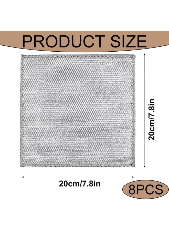 سونسر 8 قطع متعددة الأغراض غير خدش تنقية الأسلاك خرق غسل الصحون ، الصوف السلكي ، خرق غسل الصحون الأسلاك متعددة الأغراض للرطب والجاف ، قطعة قماش تنظيف من الألياف الدقيقة للمطبخ قابلة لإعادة الاستخدام - Image 2