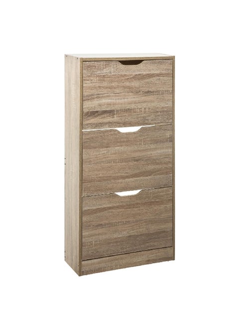 3-Drawer Modern Design Rectangular Shoe Rack Brown 118 x 60 x 24 cm 160392D