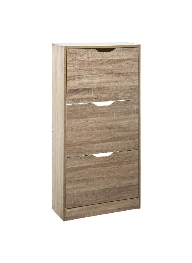 Five Simply Smart - 3-Drawer Modern Design Rectangular Shoe Rack Brown 118 x 60 x 24 cm 160392D - Image 1