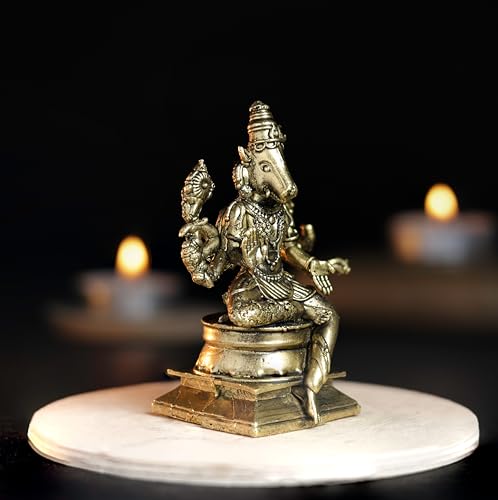 Bhimonee Decor Bhimone Decors | Varahi Amman Panchaloha Idol | Handcrafted Mini Brass Finish | 7 cm Hindu Goddess Idol - Image 2