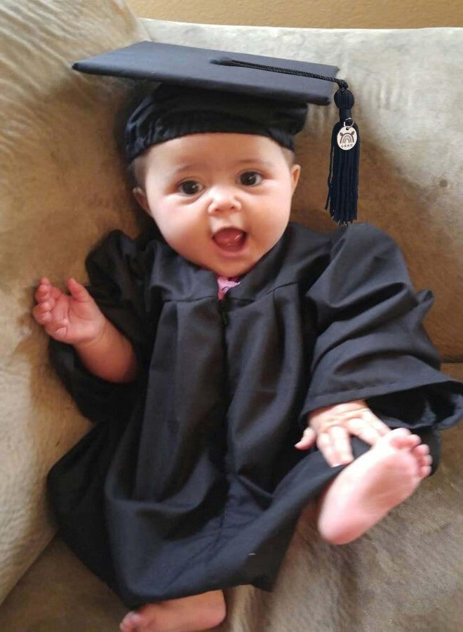GraduationMall Baby Graduation Cap and Gown Set with Tassel - NICU Graduate Outfit for Infants 12-18 Months, Soft Satin Black L - Image 2