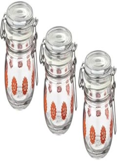 Generic Jar with Lid, Clear Glass Embossed/Bright Orange,13 Cl-KORKEN 