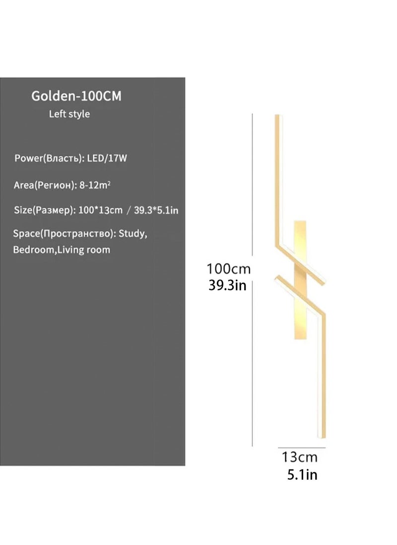 LOOPITYS （Gold, 100CM，Three color temperatures）Modern Creative Strip Led Wall Lamp Minimalist Bedroom Bedside Wall Sconce Led Lights Living Room TV Sofa Background Wall Lamp  - Image 2