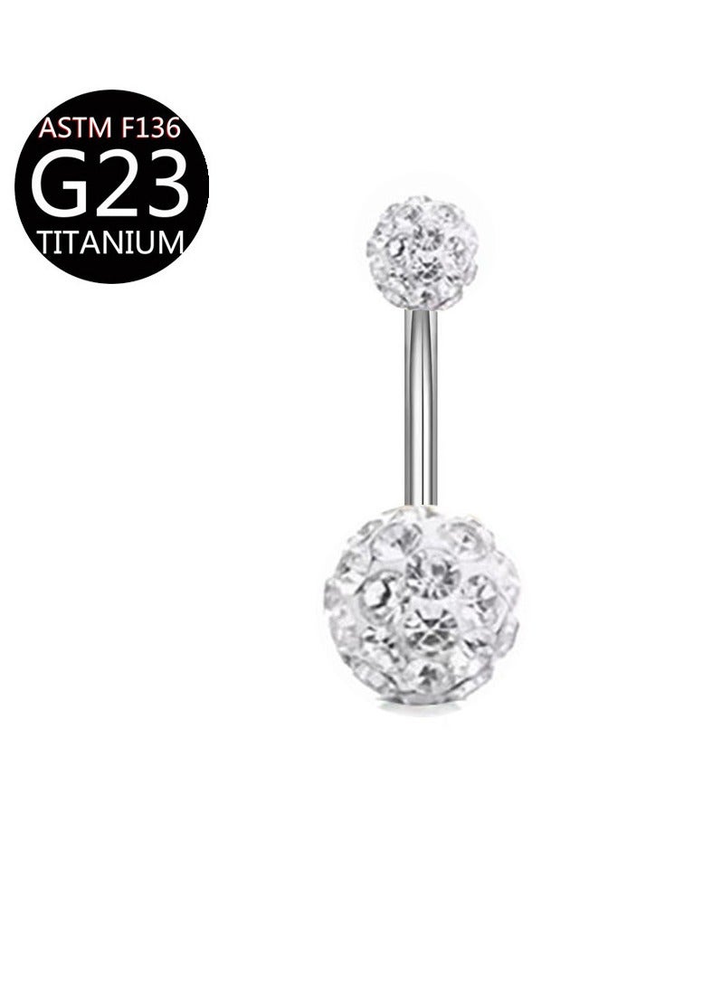 Innoshine G23 Titanium Navel Button Ring – Ball Design Silver Zirconia Belly  Piercing Ring, Medical-Grade Stylish Silver Body Piercing Jewelry for Women - Image 1