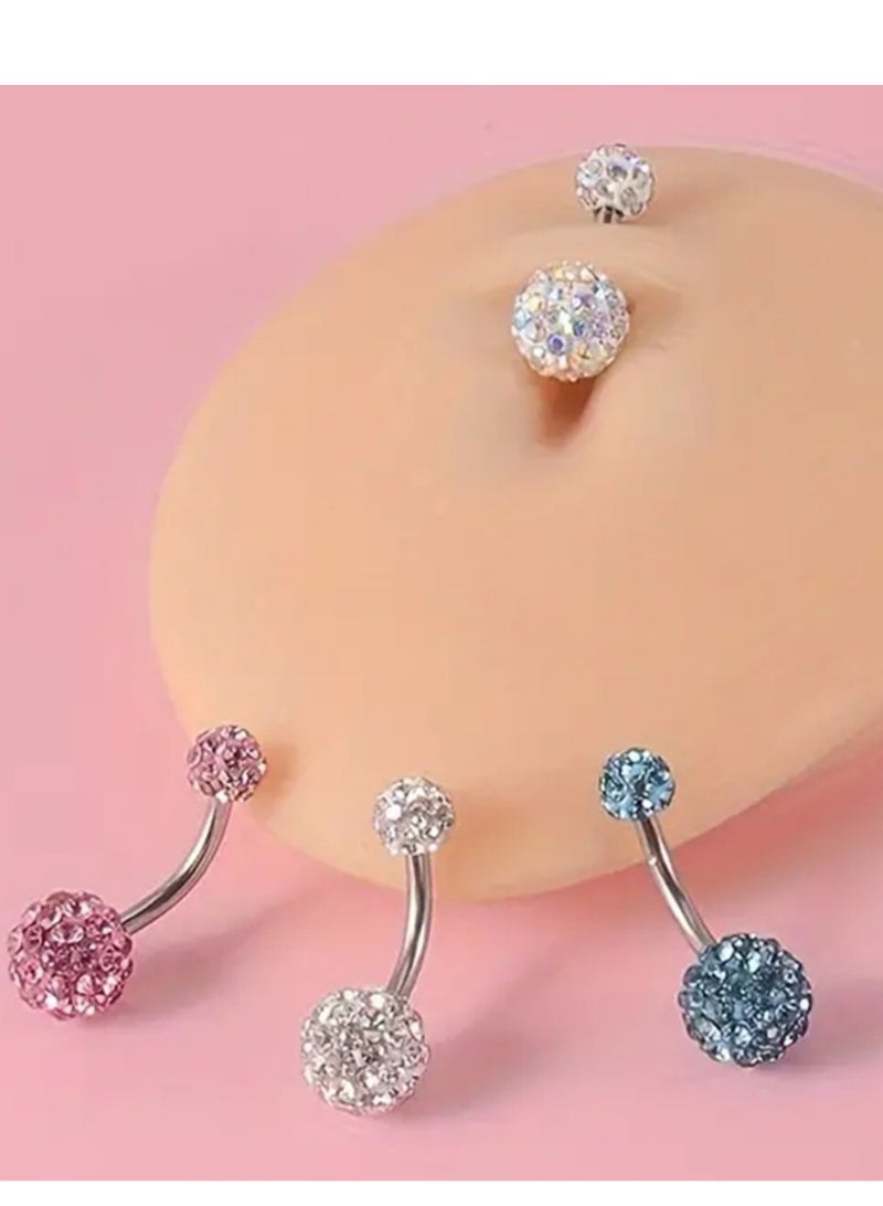 Innoshine G23 Titanium Navel Button Ring – Ball Design Silver Zirconia Belly  Piercing Ring, Medical-Grade Stylish Silver Body Piercing Jewelry for Women - Image 2