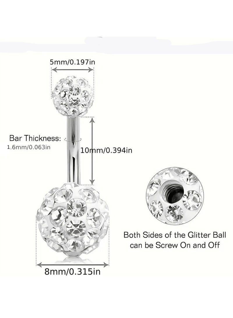 Innoshine G23 Titanium Navel Button Ring – Ball Design Silver Zirconia Belly  Piercing Ring, Medical-Grade Stylish Silver Body Piercing Jewelry for Women - Image 3