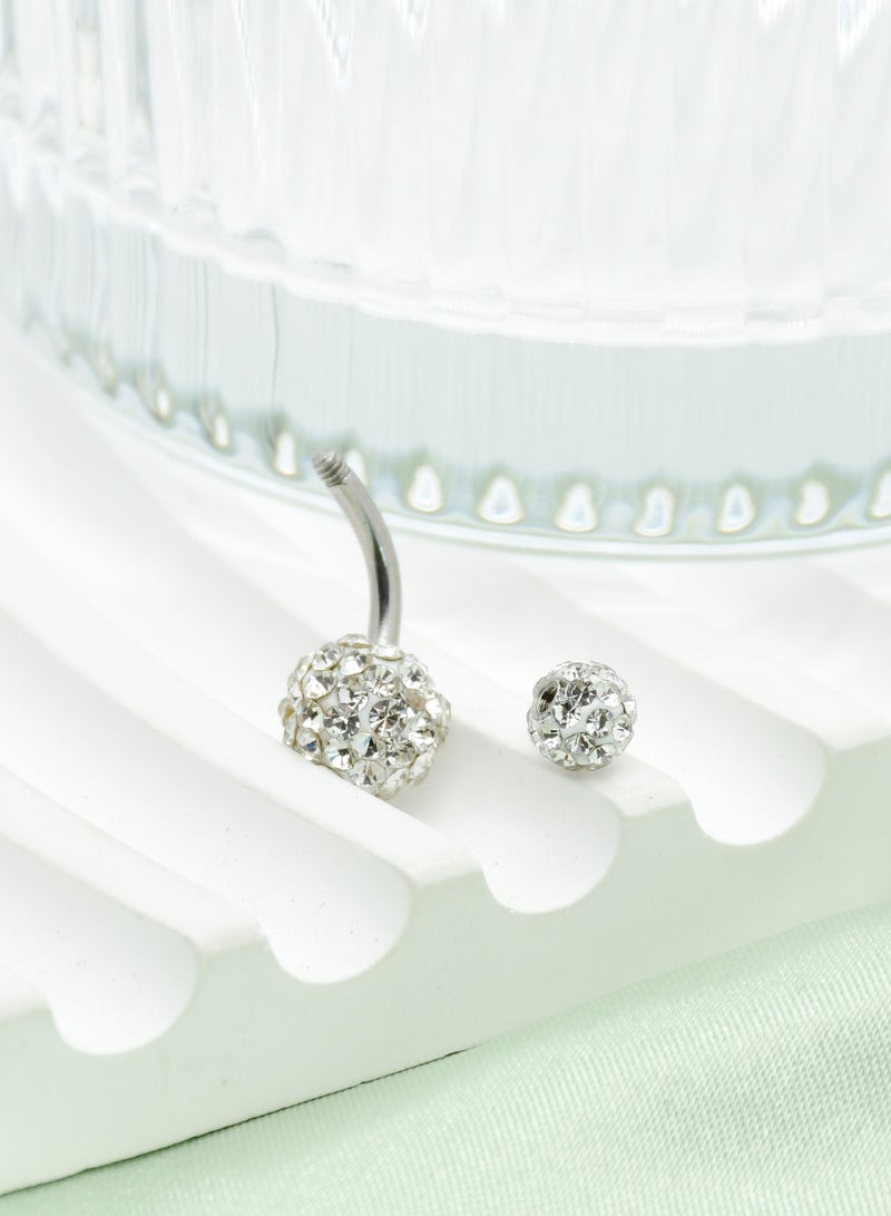 Innoshine G23 Titanium Navel Button Ring – Ball Design Silver Zirconia Belly  Piercing Ring, Medical-Grade Stylish Silver Body Piercing Jewelry for Women - Image 4