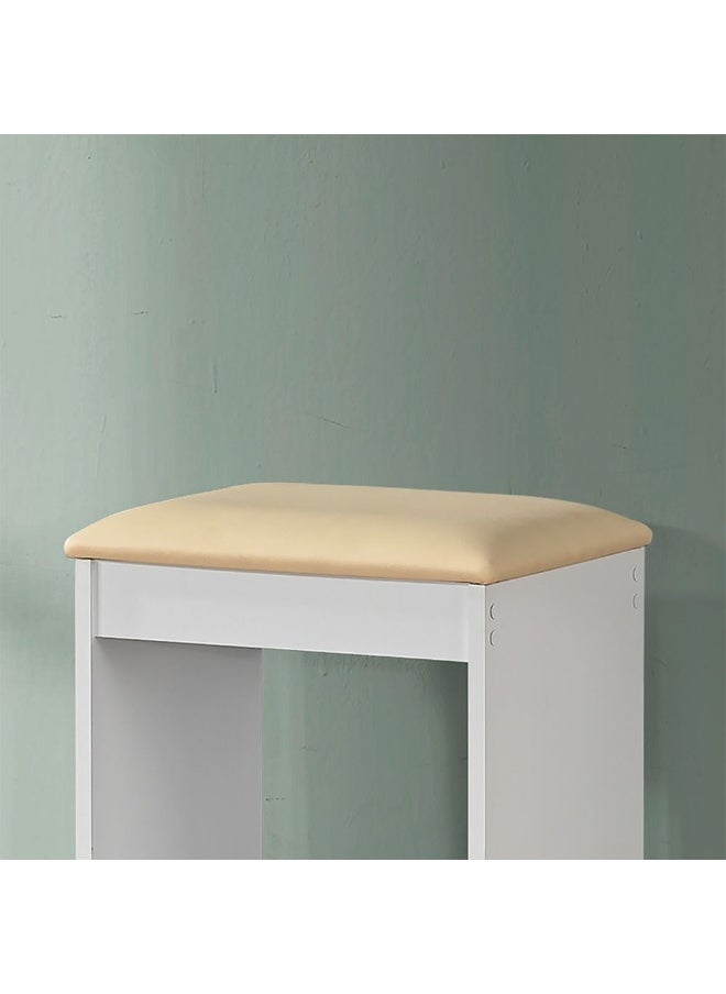 DANUBE HOME Supreme Stool for Dresser – Elegant Wooden Vanity Stool Chair for Bedroom, Makeup Table, Dressing Table – Comfortable Cushioned Seat for Home Furniture-White  - Image 3