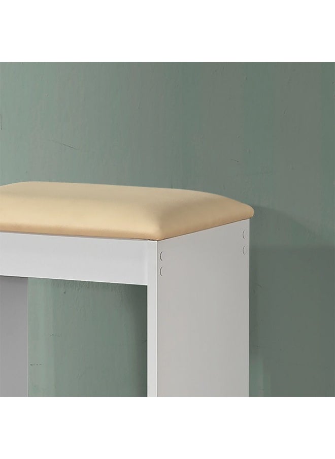 DANUBE HOME Supreme Stool for Dresser – Elegant Wooden Vanity Stool Chair for Bedroom, Makeup Table, Dressing Table – Comfortable Cushioned Seat for Home Furniture-White  - Image 4