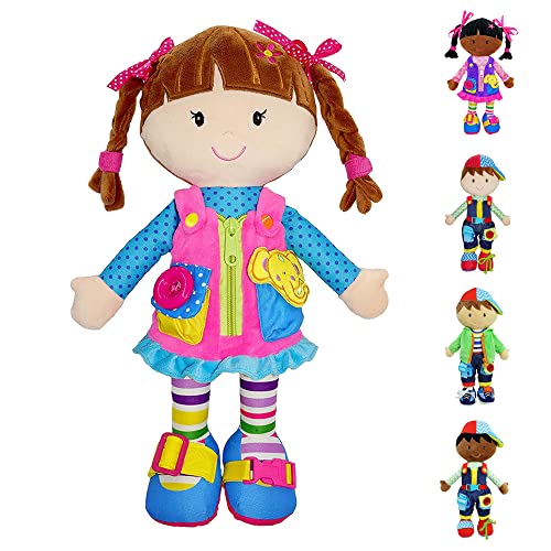 June Garden 155 Dressy Friends Belle  Educational Stuffed Plush Doll for Kids and Toddlers 2 Years and Up  Montessori Buckle Soft Toy - Image 1