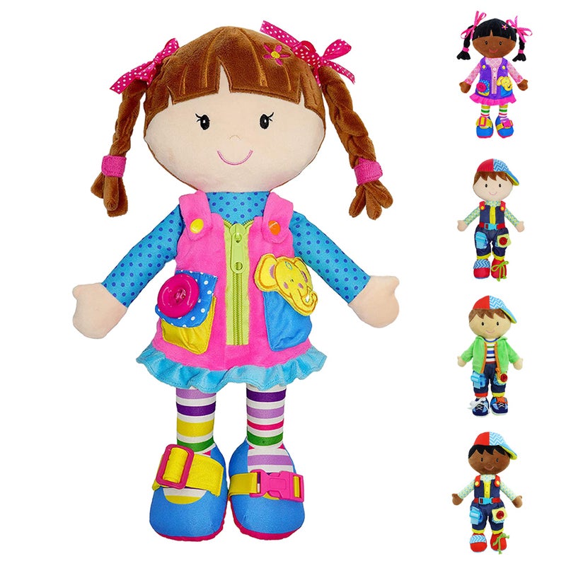 June Garden 155 Dressy Friends Belle  Educational Stuffed Plush Doll for Kids and Toddlers 2 Years and Up  Montessori Buckle Soft Toy - Image 3