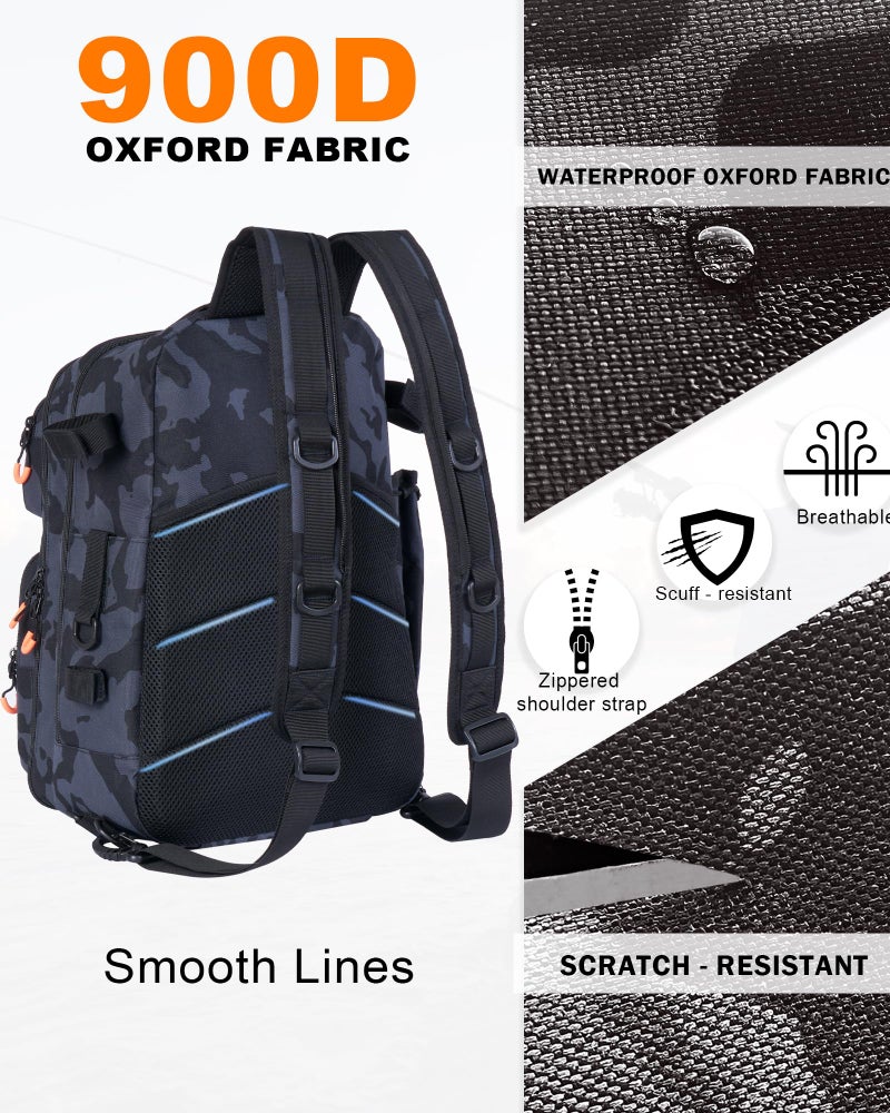 Magikeration Fishing Backpack with Tackle Box, 900D Oxford Water-Resistant Fishing Gear with Rod Holder, Gifts for Men with Lures, Pliers and Fish Lip Gripper - Image 4