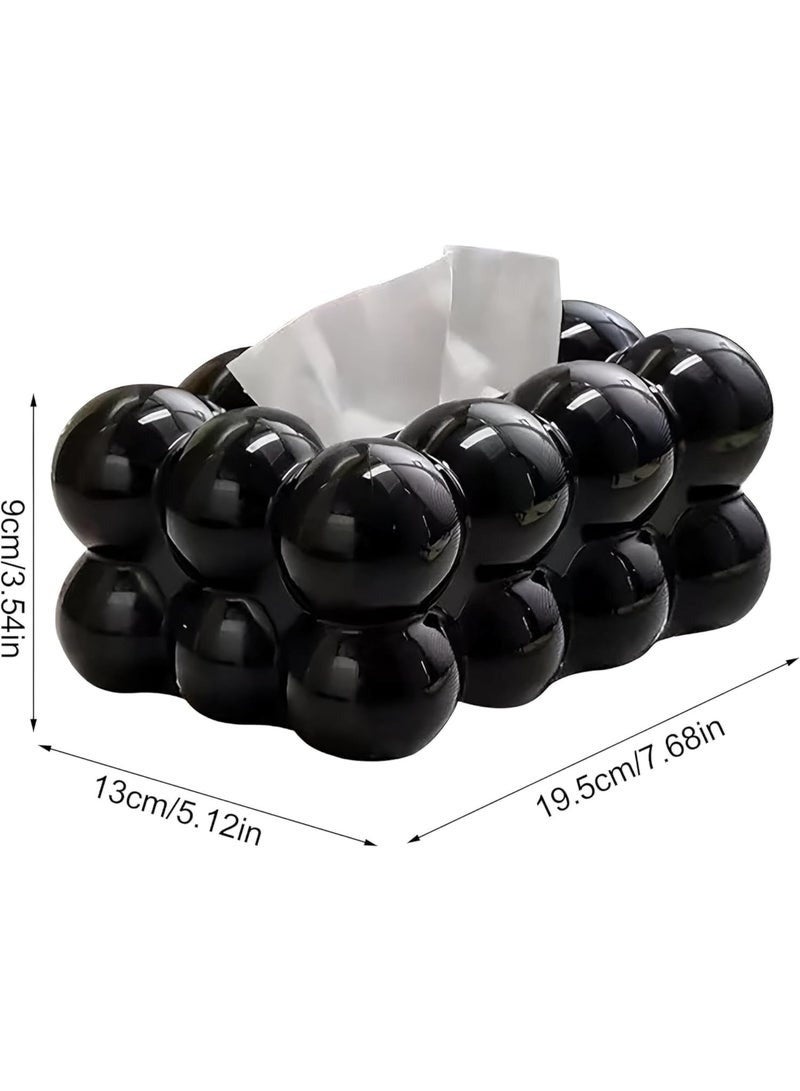 هابي هوم حامل علبة مناديل بتصميم فقاعات منظم رفيع وخفيف الوزن لغرفة المعيشة والحمام وغرفة النوم والمكتب - حامل مناشف ورقية مبتكر لمناديل الوجه ومناديل القماش وأوراق التجفيف - أسود - Image 3