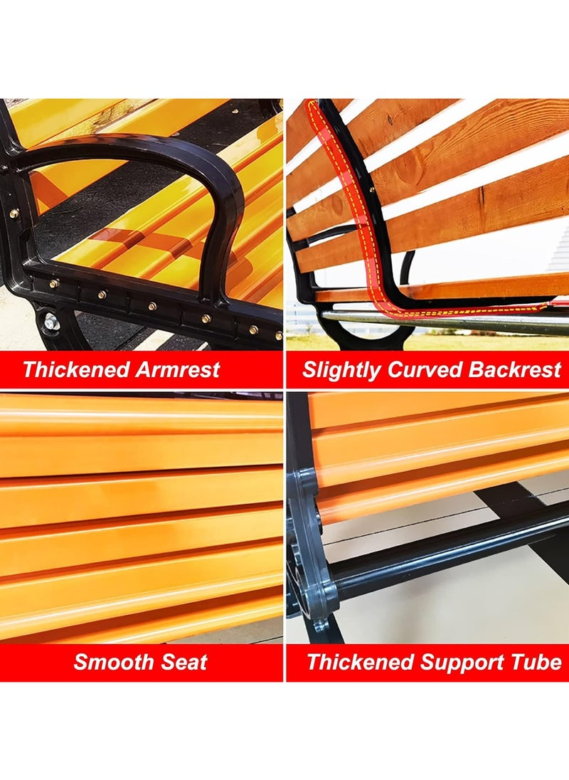 Generic Outdoor Garden Bench, Patio Wooden Picnic Bench, Porch Bench Outdoor, Wood Front Porch Chair, 705Lbs Weight Capacity, Heavy-Duty Steel Frame, for Patio Porch Deck Yard Lawn  - Image 5