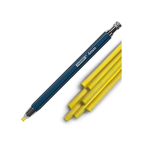 Carmel 4mm Mechanical Grease Pencil Holder + 25 Refills (Yellow), Clutch Pencil with Thick Waxy Leads, 4mm Lead Holder for Drawing, Wax Pencil for Holding Soft Greasy Leads, Mechanical China Marker - Image 1