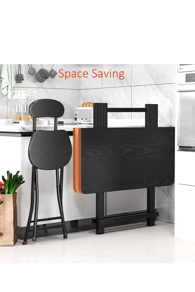 Generic Foldable Table, Portable Camping Table Wooden Square Desk Simple Design, Multifunctional Folding Table Lunch Table, Space Saving Stable and Durable, for Camping Dining Garden Picnic Coffee (Black 60*60cm)  - Image 2