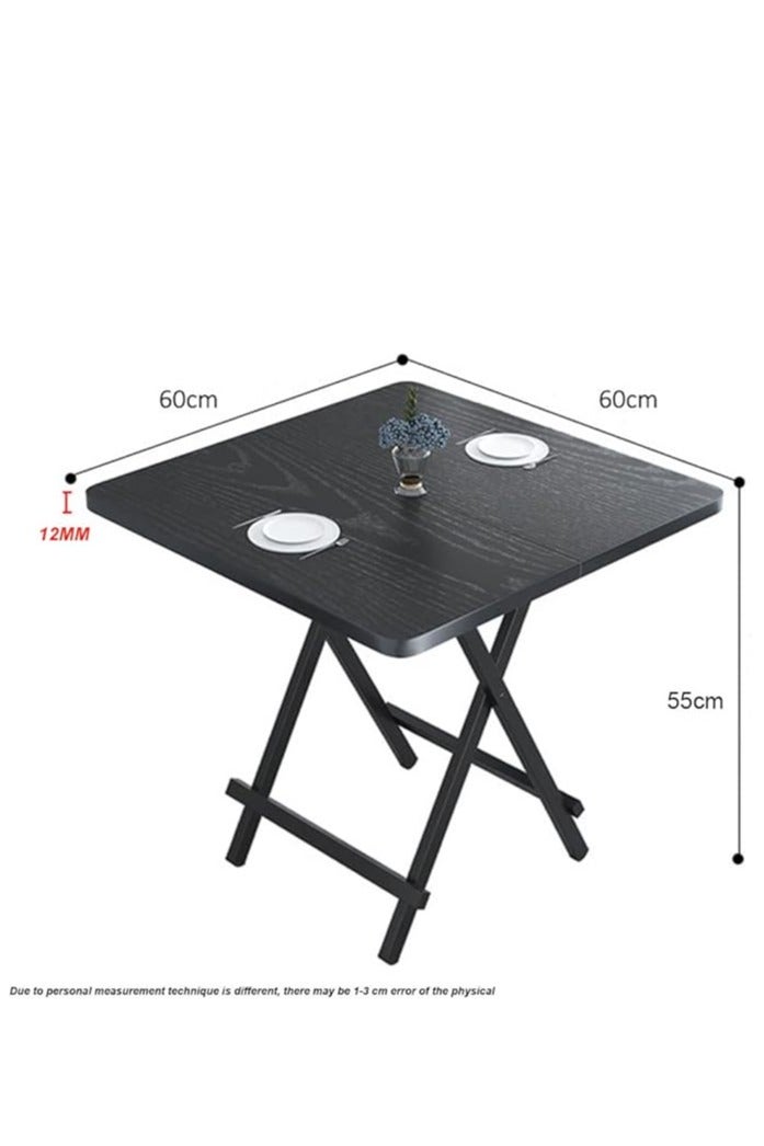 Generic Foldable Table, Portable Camping Table Wooden Square Desk Simple Design, Multifunctional Folding Table Lunch Table, Space Saving Stable and Durable, for Camping Dining Garden Picnic Coffee (Black 60*60cm)  - Image 4