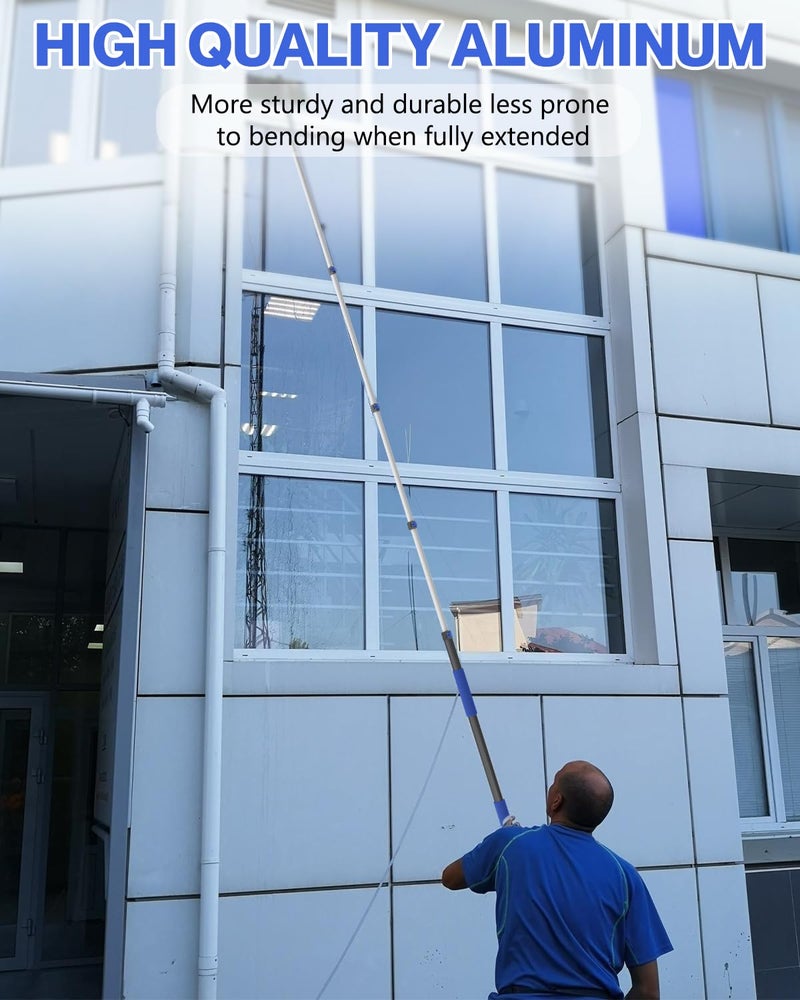 SKGPOLE 26FT Reach Telescopic Extension Pole, 5-19FT Multi-Purpose Extension Pole with Universal Twist-on Metal Tip, Sturdy Aluminum Paint Roller Extension Pole for Squeegee, Paint Roller, Duster - Image 5