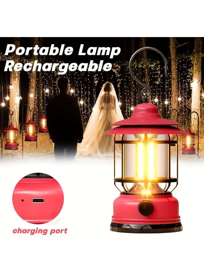Retro Rechargeable USB Lantern Portable Outdoor Indoor Camping Light Adjustable Angle - Image 2
