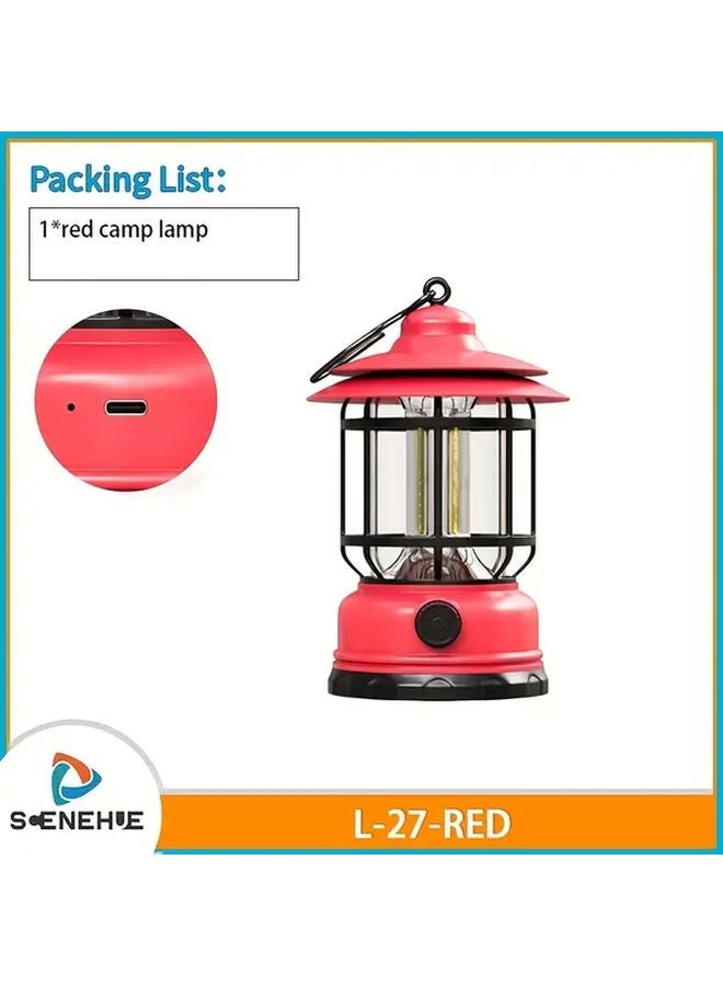 Retro Rechargeable USB Lantern Portable Outdoor Indoor Camping Light Adjustable Angle - Image 1