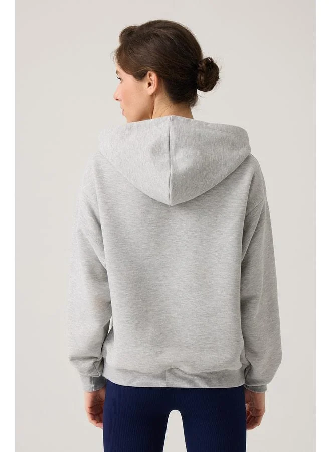 Los Ojos Gray Mélange Oversized Hooded Sweatshirt.