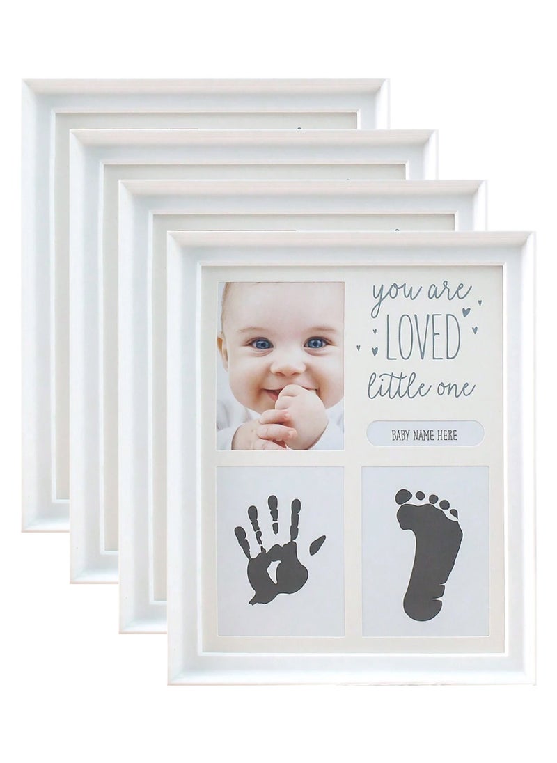 Decorhills 4-Pcs Baby Handprint and Footprint Keepsake Photo Frame with Black Color Pad for Newborn Boys & Girls, Personalized Baby Shower Gifts, Baby Girl & Boy Gifts  - Image 1