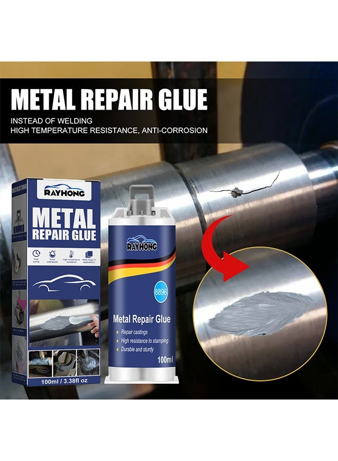 RAYHONG Metal Repair Glue - Metal Adhesive,High Strength Metal to Metal Adhesive,1 Pack Metal Adhesive,Heavy Duty Metal Epoxy Adhesive,Metal Repair Adhesive for Metal Bonding,Hard Plastic,Cast Iron 100ml - Image 1