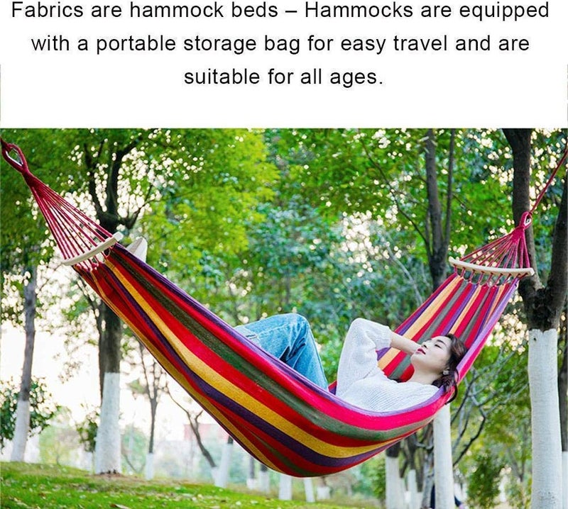 AMULAKH SingleDouble Outdoor Garden Cotton Camping Rainbow HammockPerfect for Camping Outdoors or Gardens and Travel200 X 150 cm - Image 3
