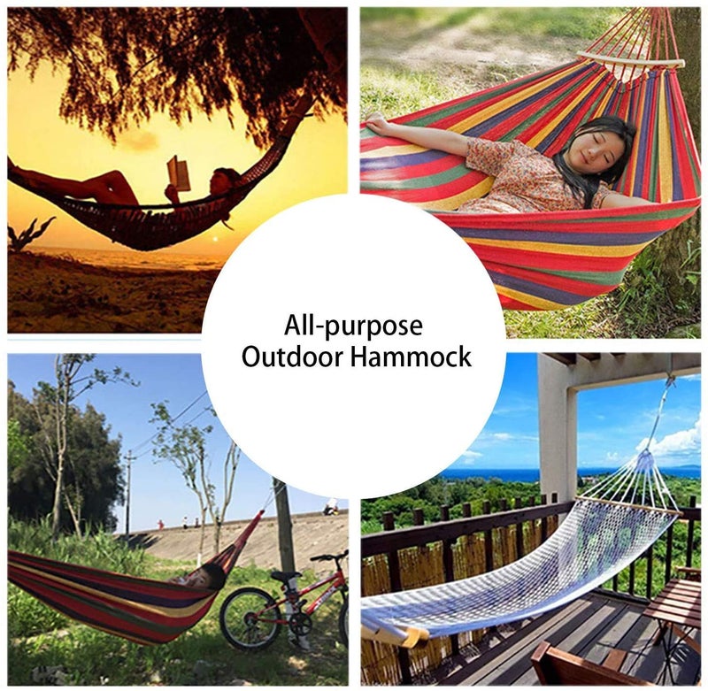 AMULAKH SingleDouble Outdoor Garden Cotton Camping Rainbow HammockPerfect for Camping Outdoors or Gardens and Travel200 X 150 cm - Image 5