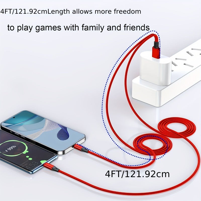 4FT 2 Pack Dual USB C Multi Splitter Cable, 2 in 1 Nylon Charging Cord for iPhone 15, iPad Pro, S24, Pixel 8 - Image 5