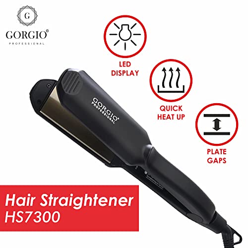 Gorgio Professional Wide Hair Straightener for Women | Fast Heating Ceramic Plates with Adjustable Temperature | Create Sleek, Frizz-Free Hairstyles at Home | Ideal for Thick & Long Hair Types - Image 2