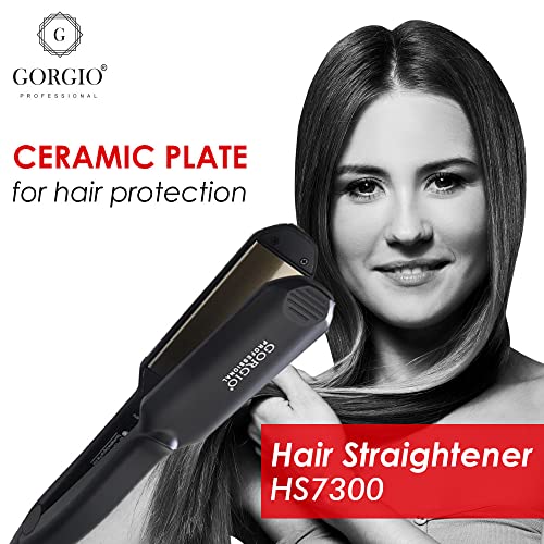 Gorgio Professional Wide Hair Straightener for Women | Fast Heating Ceramic Plates with Adjustable Temperature | Create Sleek, Frizz-Free Hairstyles at Home | Ideal for Thick & Long Hair Types - Image 5
