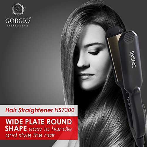 Gorgio Professional Wide Hair Straightener for Women | Fast Heating Ceramic Plates with Adjustable Temperature | Create Sleek, Frizz-Free Hairstyles at Home | Ideal for Thick & Long Hair Types - Image 3