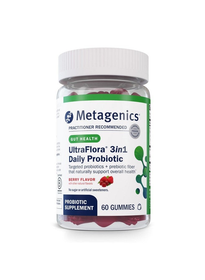 Metagenics ميتاجينيكس - ألترا فلورا 3 في 1 مكمل بروبيوتيك يومي لدعم صحة الأمعاء والمناعة للبالغين والأطفال* - 60 جيمي - Image 1