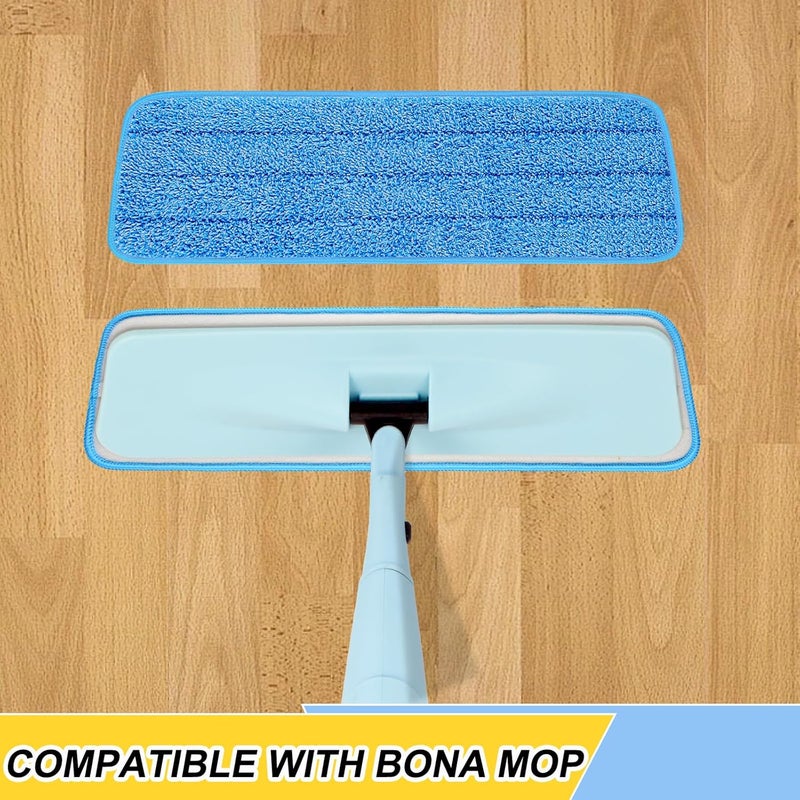 H-Gamely Microfiber Spray Mop Replacement Heads for Wet/Dry Mops Compatible with Bona Floor Care System 3 Pack (Blue) - Image 2